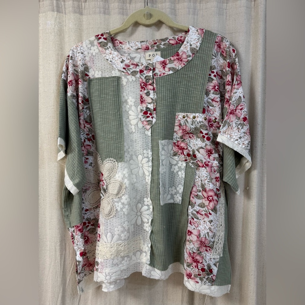 POL Floral Patchwork Top - NWT